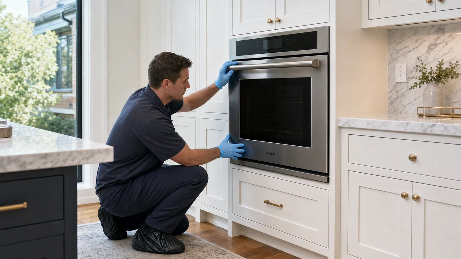 Built-in wall oven prepared for a professional diagnostic visit