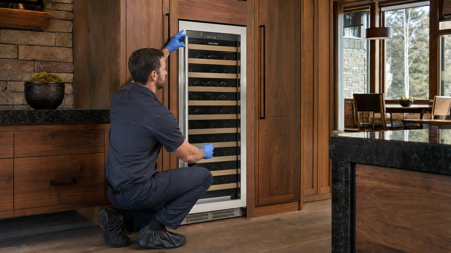 Built-in wine cooler prepared for a professional diagnostic visit